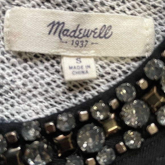 Madewell Sparkle Trim Crystal Accent Knit T-Shirt Sz. Small - Picture 7 of 8